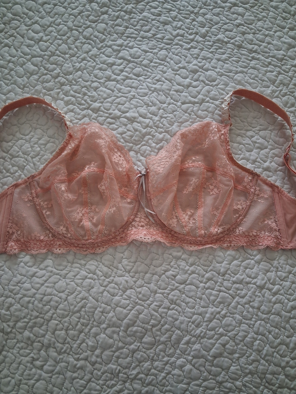 Heidi Klum 70G Delicate Lace Underwire Bra - Peach Pink